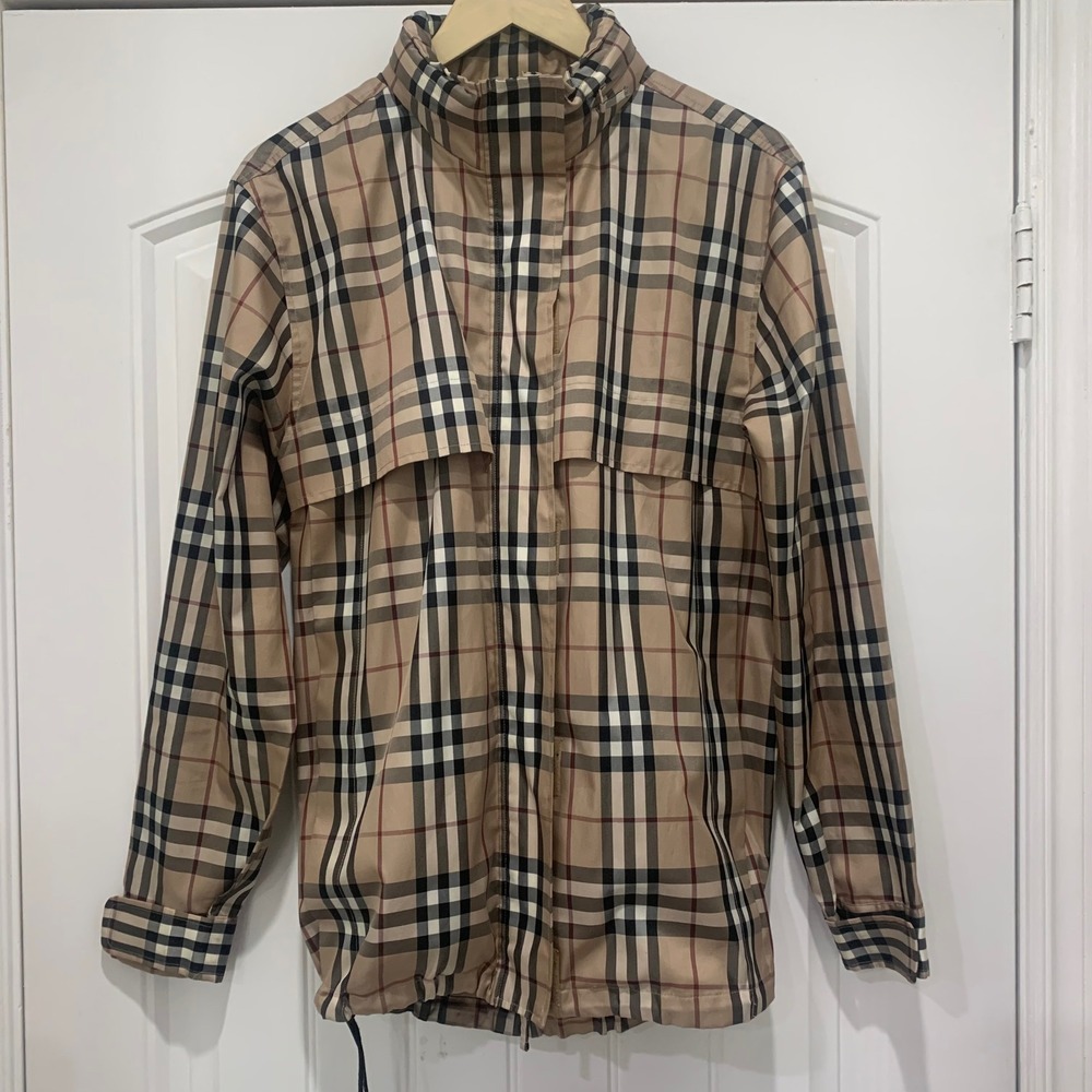 Burberry Golf Nova Check Packable Windbreaker Jacket Beige Medium